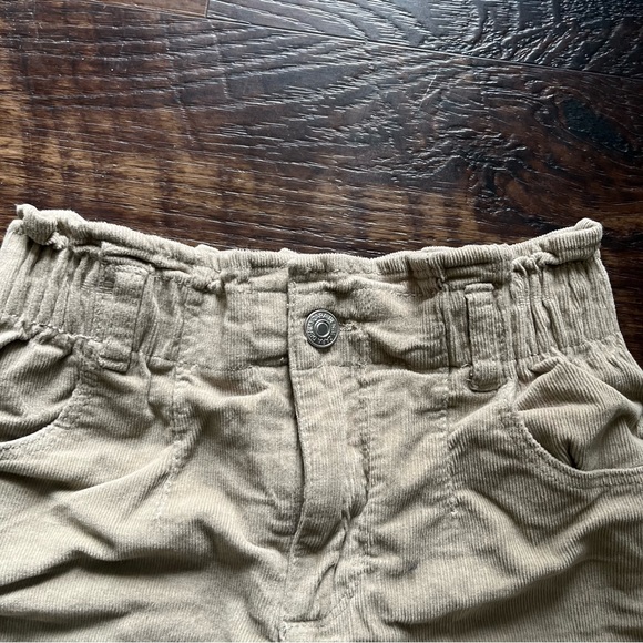 Zara corduroy tan camel lined barrel pull on paperbag waist pants 6 - Picture 2 of 8